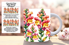 Sublime 11oz Mug Wrap Png Template , Flowers Product Image 1