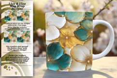 Charming 11oz Mug Wrap Png Artwork , 3D Flower Product Image 1