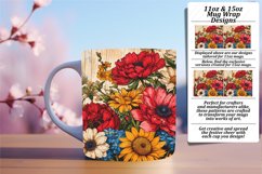 Radiant Retro Blossom Mug Wrap Art 15oz Product Image 1