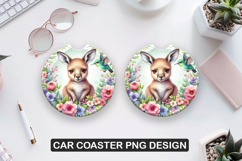 Kangaroo Car Coaster Sublimation| Animal Coaster PNG Product Image 1