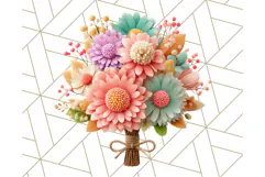 Pastel Flower Bouquet PNG Clipart, Elegant Floral Art Product Image 5