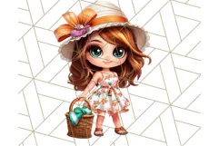 Chibi Summer Girls Clipart PNG, Bright Kawaii Summer Art Product Image 5