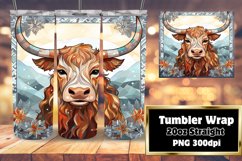 3D Stained Glass Winter Charm Sublimation 20oz, Cow Product Image 1