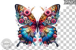 Vibrant Floral Butterfly Sublimation - Clipart PNG Design Product Image 1