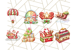 Santa Sleigh Ride Clipart PNG, Flying Reindeer Christmas Art Product Image 9