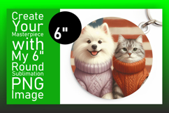 Trendy Round Design Keychain Template , Dog and cat Product Image 1
