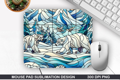 Bear Mouse Pad Sublimation, Christmas Mouse Pad PNG Product Image 1