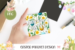 Happy Easter Magnet PNG, Flowers Square Coaster Design Product Image 1