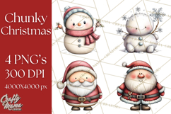 Chunky Watercolor Christmas Characters PNG Product Image 1
