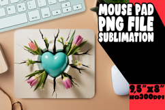 Cheerful Mouse Pad Design PNG, 3D Heart Product Image 1