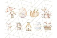 Muted Spring Bunnies PNG ,Watercolor Bunny Clipart Easter Product Image 5