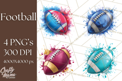 Football Clipart PNG with Team Color Paint Splash Design Product Image 1