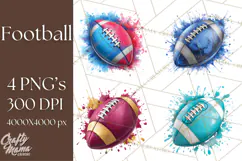 Football Clipart PNG with Team Color Paint Splash Design Product Image 1