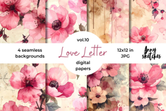 Love Letter Valentine Digital Paper Kit Rococo Patterns Product Image 1