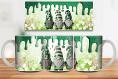 Cute St Patrick’s Day Gnomes with Shamrocks Mug Wrap PNG Sub Product Image 1