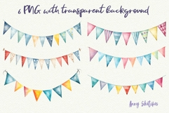 6 Birthday Bunting &amp; Party Garland Watercolor Clipart PNG Product Image 2