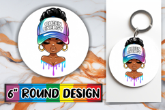 Blissful Keychain Sublimation PNG, Black Woman Product Image 1