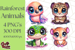Jungle Creatures Kawaii Clipart PNG, Cute Rainforest Animal Product Image 1