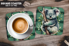 Cute Animals Square Coaster PNG Bundle, Digital Coaster Set Product Image 11