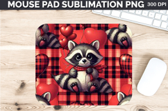 Watercolor Raccoon Mouse Pad Sublimation - Valentines PNG Product Image 1