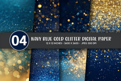 Navy Blue Gold Glitter Digital Paper Product Image 1