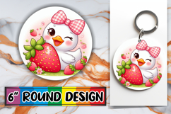Whimsical Circle Keychain PNG, Cute Goose Product Image 1
