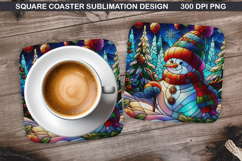 Snowman Coaster Sublimation, Christmas Coaster PNG Design Product Image 1