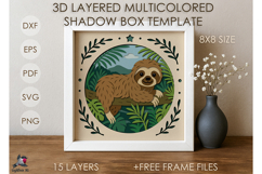 Animal Sloth Colored Shadow box SVG Papercut template Product Image 1