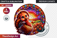 Autumn Stained Glass PNG, Fall Thanksgiving Pumpkin clipart Product Image 1