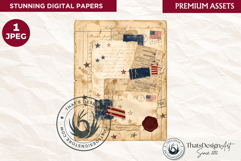 Vintage Patriotic 4th of July Junk Journal digital paper Product Image 1
