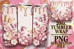 JOYFUL WHISPERS 20oz TUMBLER WRAP, 3D Flowers Product Image 1