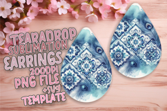 Creative Teardrop Earrings PNG Artwork , Watercolor Patter Product Image 1