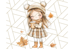 Pumpkin Spice Chibi Girls, Fall Accessories PNG, Cozy Autumn Product Image 5