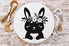 Cute Baby bunny with flower wreath SVG, EPS, PNG. Product Image 2