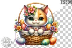 Easter Cat Sublimation - Easter Clipart PNG Design Product Image 1