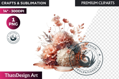 Ethereal Floral arrangements Clipart PNG Rose gold and blush Product Image 1