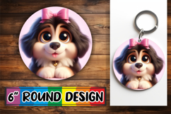 Bright Circle Keychain Design, 3D Dog Product Image 1