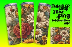 Retro Floral Design Tumbler Wrap - 20oz Joy Product Image 1
