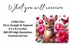 Valentine's Day Deer Tumbler Wrap Sublimation Design Product Image 2