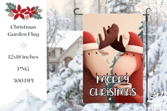 Merry Christmas Garden Flag, Christmas Moose Sublimation PNG Product Image 1