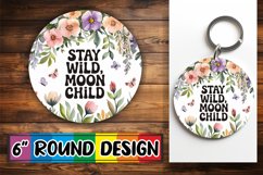 Whimsical Keychain Circle Sublimation, Flower Quote Product Image 1