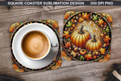 Pumpkin Coaster Sublimation, Halloween Coaster PNG Design Product Image 1