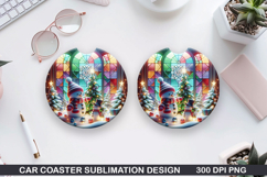 Snowman Car Coaster Sublimation|Christmas Coaster PNG Design Product Image 1