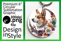 Elegant Dog Illustration Sublimation Circle Keychain Product Image 1