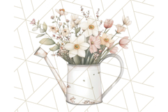 Watering Can Flowers PNG, Rustic Floral Watercolor Clipart Product Image 5