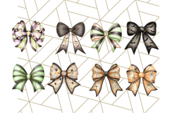 Muted Halloween Bow Clipart, Fall Ribbon PNG Autumn Hair Bow Product Image 9