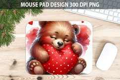 Watercolor Bear Mouse Pad Sublimation - Valentines Png Product Image 1