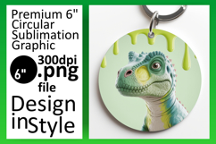 Cute Circle Coaster PNG Artwork , Cute Dino Product Image 1