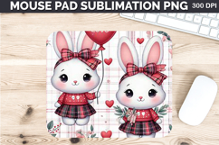 Watercolor Bunny Mouse Pad Sublimation - Valentines PNG Product Image 1