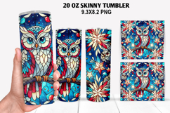 Owls Skinny Tumbler 20oz Wrap Design,4th of july Tumbler PNG Product Image 1